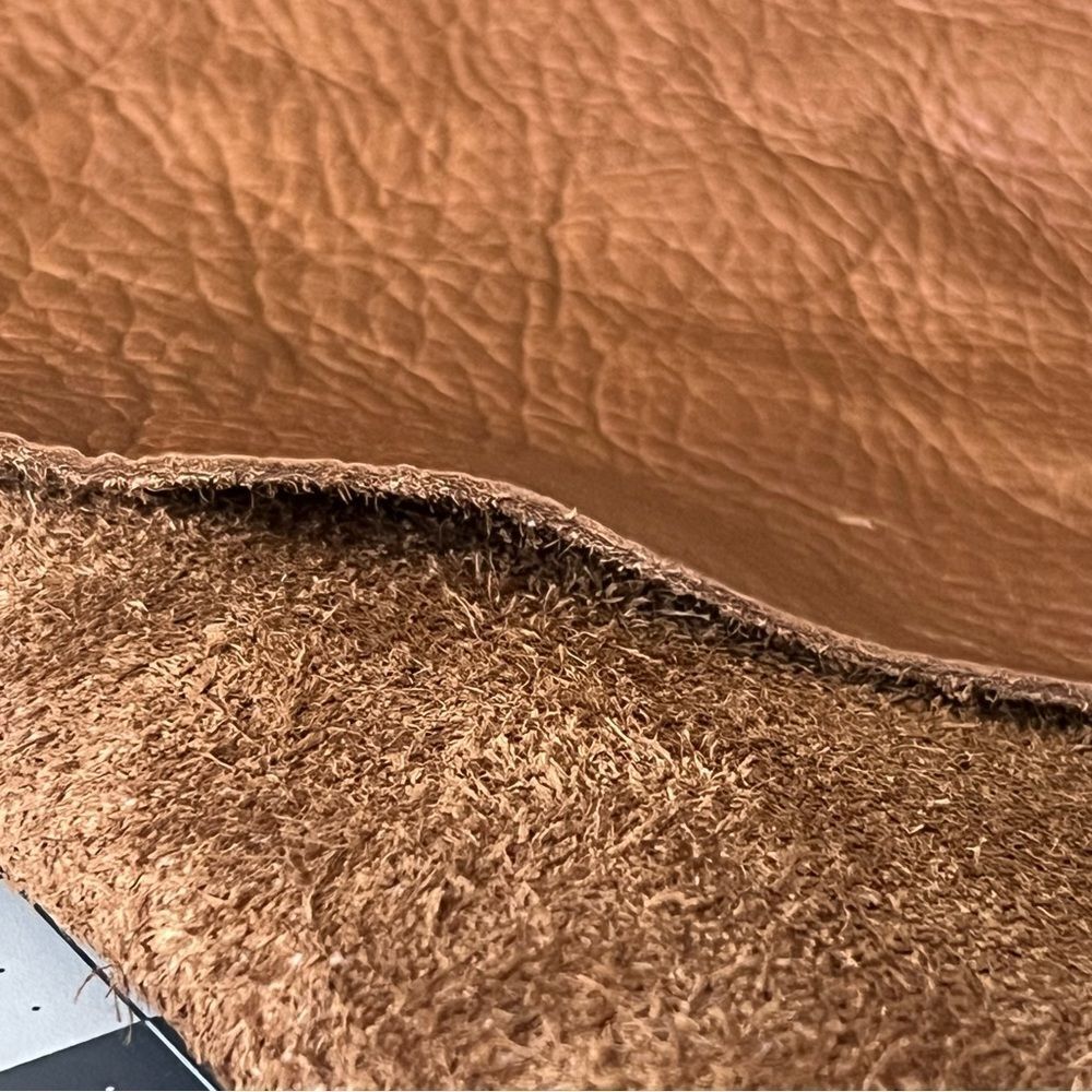 Rustic Full Grain Leather Suede Remnant | Brown 32x17 Upholstery Scrap
